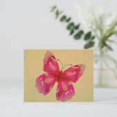 ピンクオリエンタルヴィンテージ蝶アート ポストカード (スタンド正面)