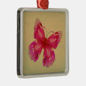 ピンクオリエンタルヴィンテージ蝶アート メタルオーナメント (右)