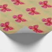 ピンクオリエンタルヴィンテージ蝶アート ラッピングペーパー (角)