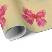 ピンクオリエンタルヴィンテージ蝶アート ラッピングペーパー (ロールコーナー)