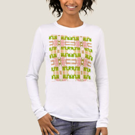 ピンクオリーブベージュ幾何学的な部族アート小タイル トライブレンドＴシャツ