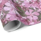 ピンクオレアンダーバラローレルブラック輪郭アート ラッピングペーパー (ロールコーナー)