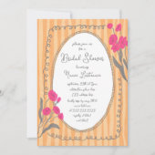 ピンクオレンお洒落ジハンド絵を描ブライダルシャワー 招待状 (正面)