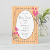 ピンクオレンお洒落ジハンド絵を描ブライダルシャワー 招待状 (スタンド正面)
