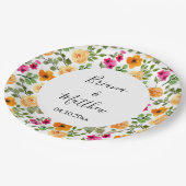 ピンクオレンジかわいい夏のフローラ ペーパープレート (アングル)