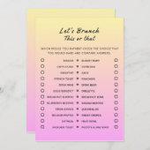 ピンクオレンジこの又はそのブランチパーティーゲーム 招待状 (正面/裏面)