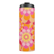 ピンクオレンジとレッドフラワーパワーレトロ