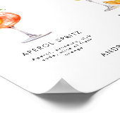 ピンクオレンジのシグネチャードリンク結婚カクテルのサイン ポスター (角)