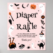 ピンクオレンジのハロウィンベイビーシャワーのおむつ抽選会 ポスター (正面)