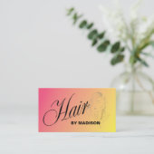 ピンクオレンジのヘアスタイリストQRコード 名刺 (スタンド正面)