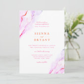 ピンクオレンジの水彩ウェディング 招待状 (スタンド正面)