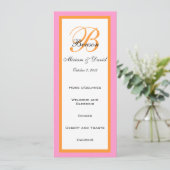 ピンクオレンジの結婚式メニューカーズ 招待状 (スタンド正面)