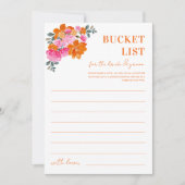 ピンクオレンジの花のブライダルシャワーバケットリストカード 招待状 (正面)
