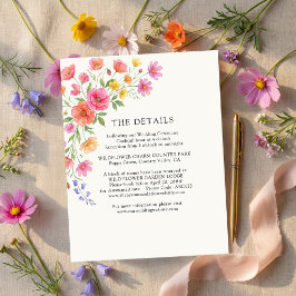 ピンクオレンジの花の結婚式詳細 エンクロージャーカード