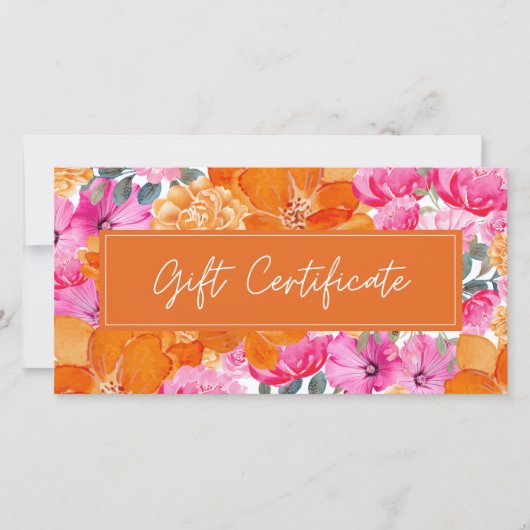 ピンクオレンジの鮮やかな夏の庭園 ギフト証明書 (正面)