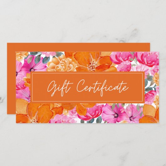 ピンクオレンジの鮮やかな夏の庭園 ギフト証明書 (正面/裏面)