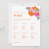 ピンクオレンジのwhatsあなたの財布のブライダルシャワーゲーム 招待状 (正面)