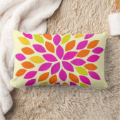 ピンクオレンジイエロースターバストモダンフラワーピロー ランバークッション (ブランケット)