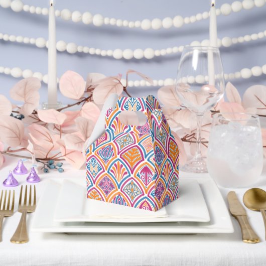 ピンクオレンジイエローティール（緑がかった色）装飾ファ結婚ン フェイバーボックス (ウェディング)