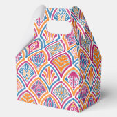 ピンクオレンジイエローティール（緑がかった色）装飾ファ結婚ン フェイバーボックス (裏面)