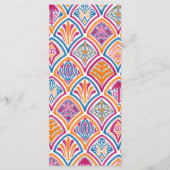 ピンクオレンジイエローティール（緑がかった色）装飾ファ結婚ン メニュー (裏面)