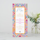 ピンクオレンジイエローティール（緑がかった色）装飾ファ結婚ン メニュー (スタンド正面)