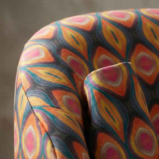 ピンクオレンジイエローレトロファンキー抽象芸術パターン ファブリック