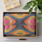 ピンクオレンジイエローレトロファンキー抽象芸術パターン 薄葉紙 (ギフト)