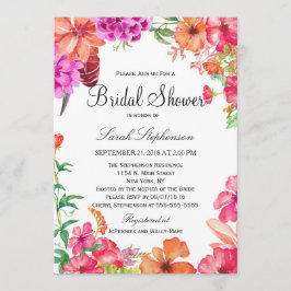 ピンクオレンジウォーターカラーガーデンブライダルシャワー招待状 招待状