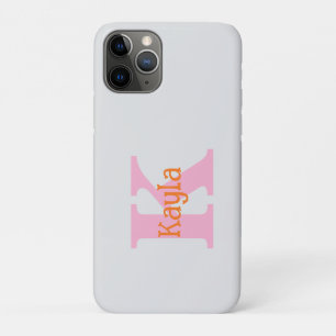 ピンクオレンジカスタムカラーグレー グレイ ガーリー モダン iPhone 11 PROケース