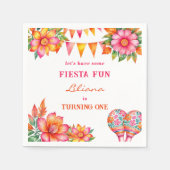 ピンクオレンジカラフルフローラフェスタ1日 スタンダードカクテルナプキン (正面)