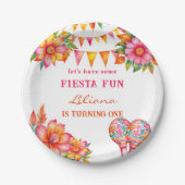 ピンクオレンジカラフルフローラフェスタ1日 ペーパープレート (正面)