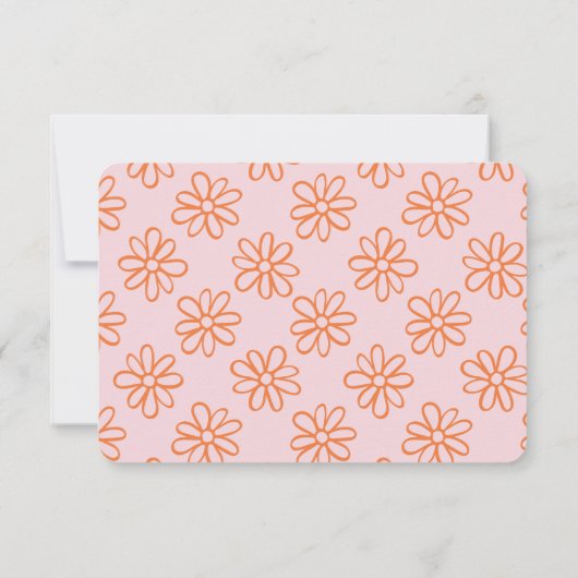 ピンクオレンジキュートガーリーレトロミニマルトレンディー  サンキューカード (裏面)