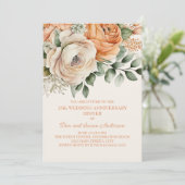 ピンクオレンジクリーム フラワーデザイン 25周年記念 招待状 (スタンド正面)