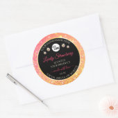 ピンクオレンジグリッターブラック製品ラベル（ロゴ付き） ラウンドシール (封筒)