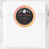 ピンクオレンジグリッターブラック製品ラベル（ロゴ付き） ラウンドシール (バッグ)