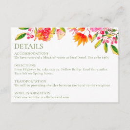 ピンクオレンジグリーンシンプルフローラ結婚ズ詳細 エンクロージャーカード