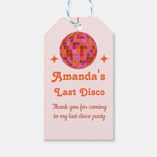 ピンクオレンジグルーヴィラストディスコバチェロレッテ ギフトタグ (正面)