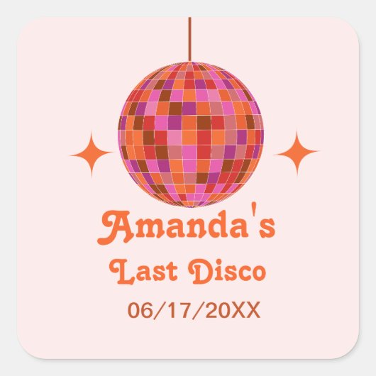 ピンクオレンジグルーヴィラストディスコバチェロレッテ スクエアシール (正面)