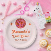 ピンクオレンジグルーヴィラストディスコバチェロレッテ ペーパープレート (パーティー)