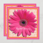 ピンクオレンジゲルベラデイジーブライダルシャワー招待 招待状 (正面/裏面)