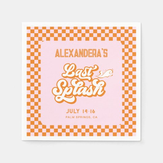 ピンクオレンジサマーラストスプラッシュバチェロレッテ スタンダードカクテルナプキン (正面)