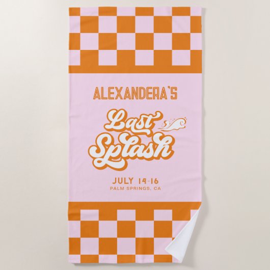 ピンクオレンジサマーラストスプラッシュバチェロレッテ ビーチタオル (正面)