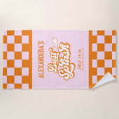 ピンクオレンジサマー ラストスプラッシュ ブライズメイドパーティー ビーチタオル (正面)