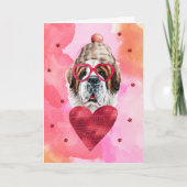 ピンクオレンジサンベルナルタレンタインデイギフトドッグ カード (正面)