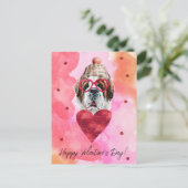 ピンクオレンジサンベルナルタレンタインデイギフトドッグ シーズンポストカード (スタンド正面)