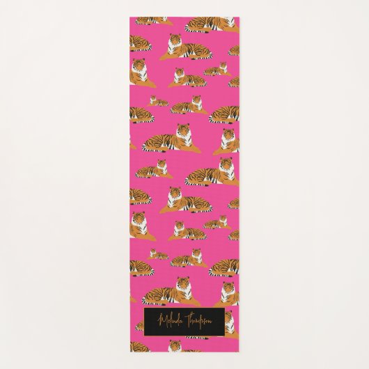 ピンクオレンジジャングルサファリタイガーアニマルフィットネス ヨガマット (正面)