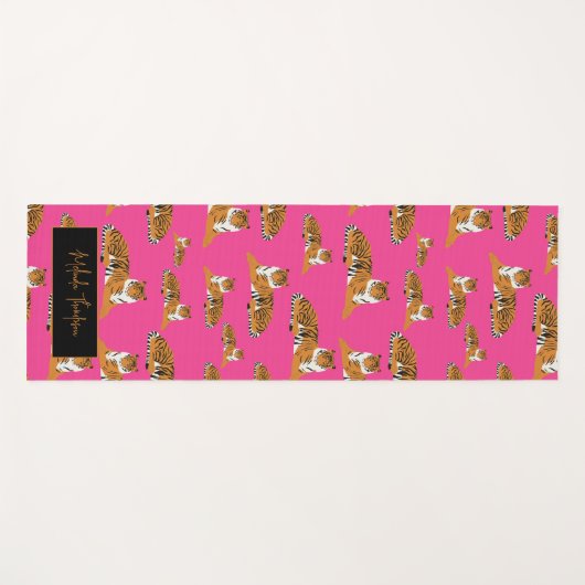 ピンクオレンジジャングルサファリタイガーアニマルフィットネス ヨガマット (正面(横))