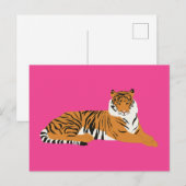 ピンクオレンジジャングルサファリタイガー動物 シーズンポストカード (正面/裏面)