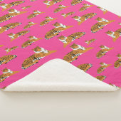 ピンクオレンジジャングルタイガーアニマルパターン シェルパブランケット (3/4)